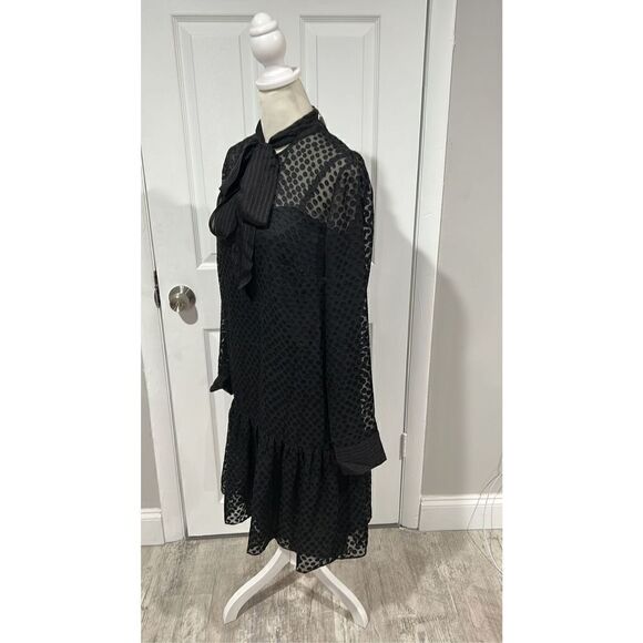 Akris punto Black Polka Dot Tieneck Shift Dress Size 8 NWT - Picture 7 of 13